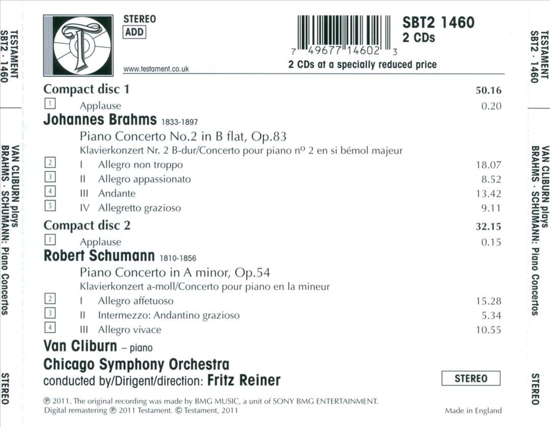 Brahms: Piano Concerto No. 2; Schumann: Piano Concerto cover art