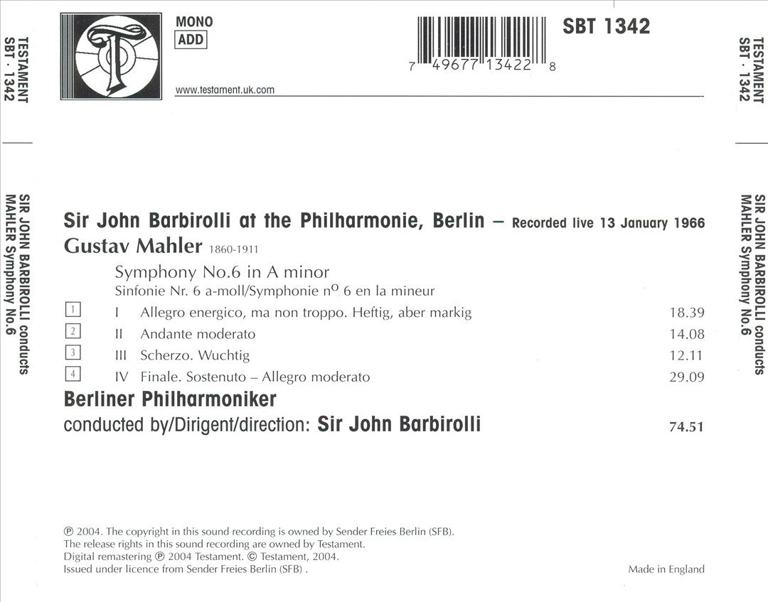 Mahler: Symphony No. 6 cover art