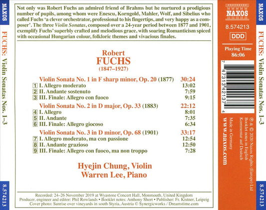 Robert Fuchs: Violin Sonatas Nos. 1-3 cover art