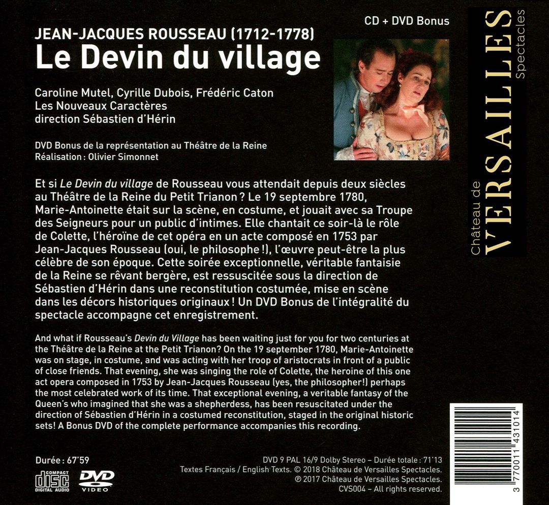 Jean-Jacques Rousseau: Le Devin du Village [includes DVD] cover art