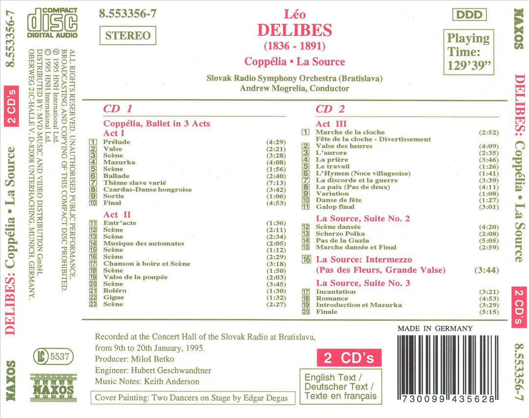 Delibes: Coppélia (Complete Ballet in 3 Acts); La Source (Suites) cover art