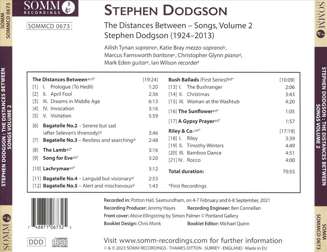 Stephen Dodgson: The Distances Between - Songs, Vol. 2 cover art