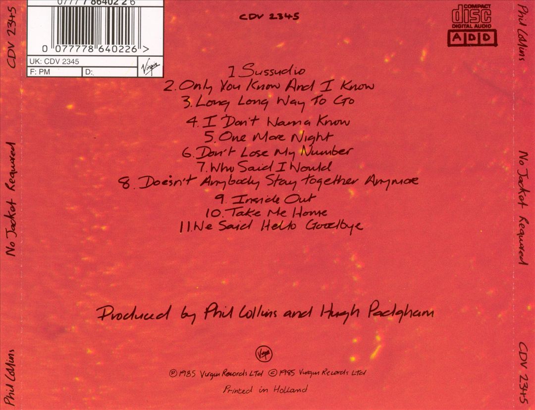 No Jacket Required cover art