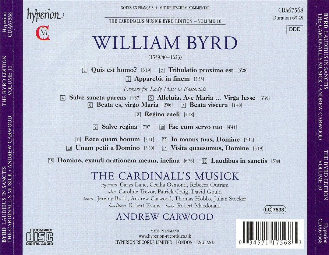 Byrd Edition, Vol. 10: Laudibus in sanctis cover art