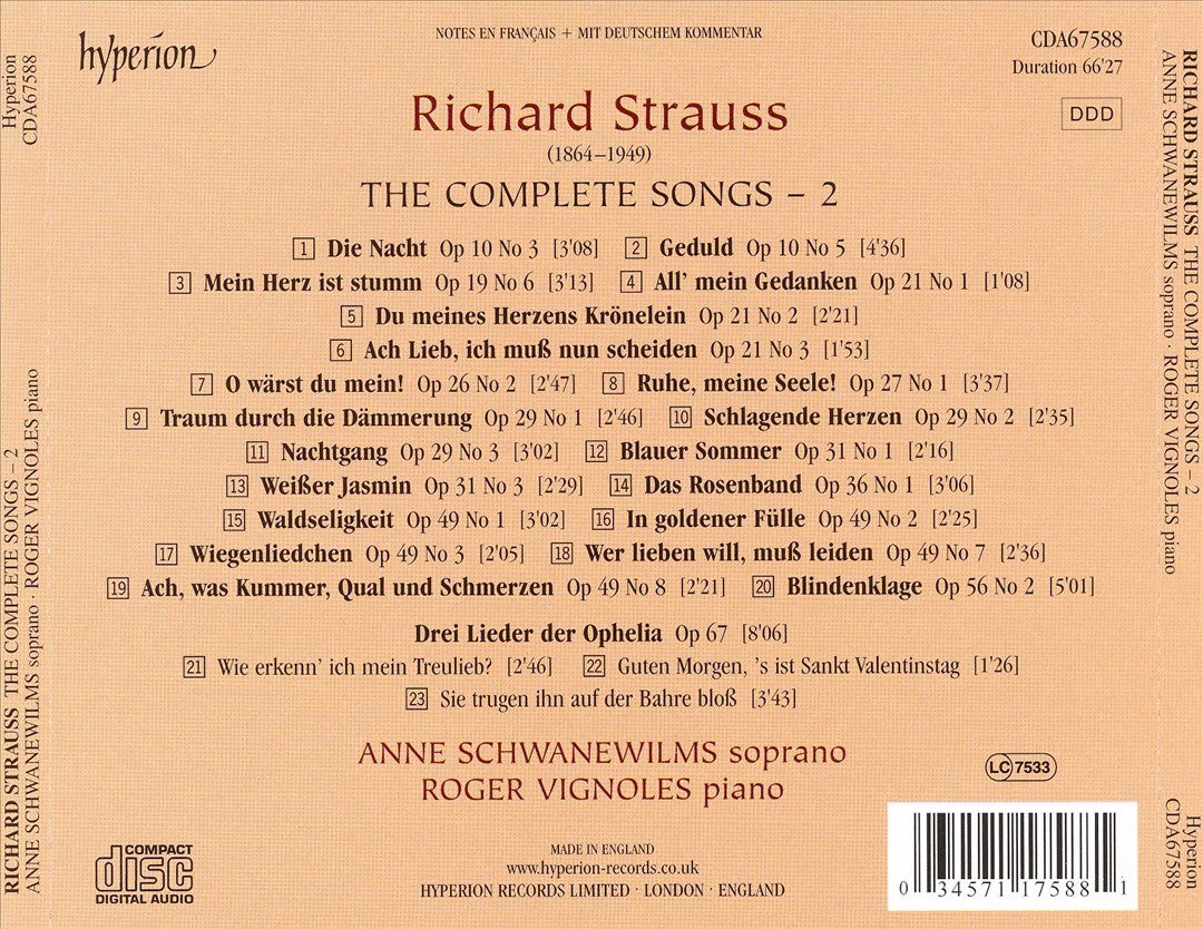 Strauss: The Complete Songs - 2 cover art