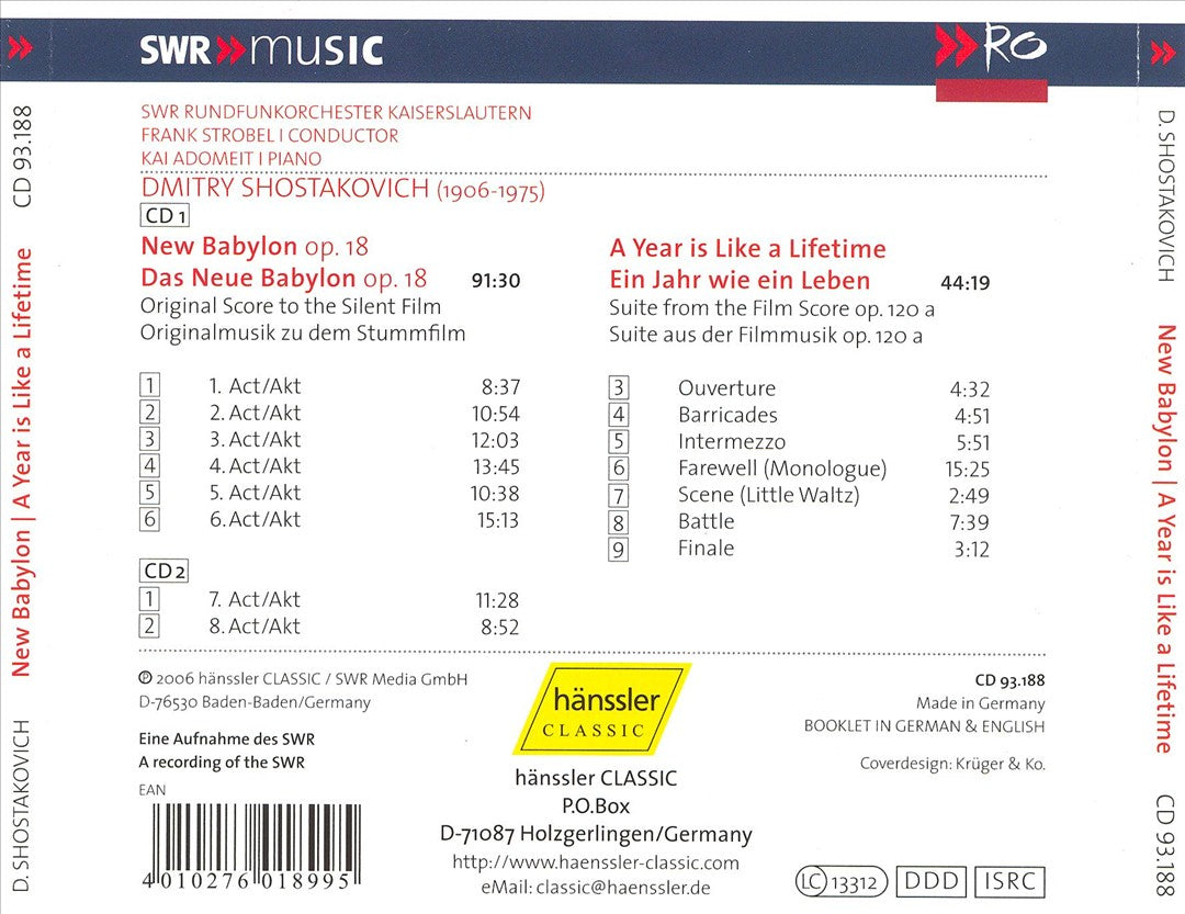 Shostakovich: New Babylon; A Year is like a Lifetime cover art