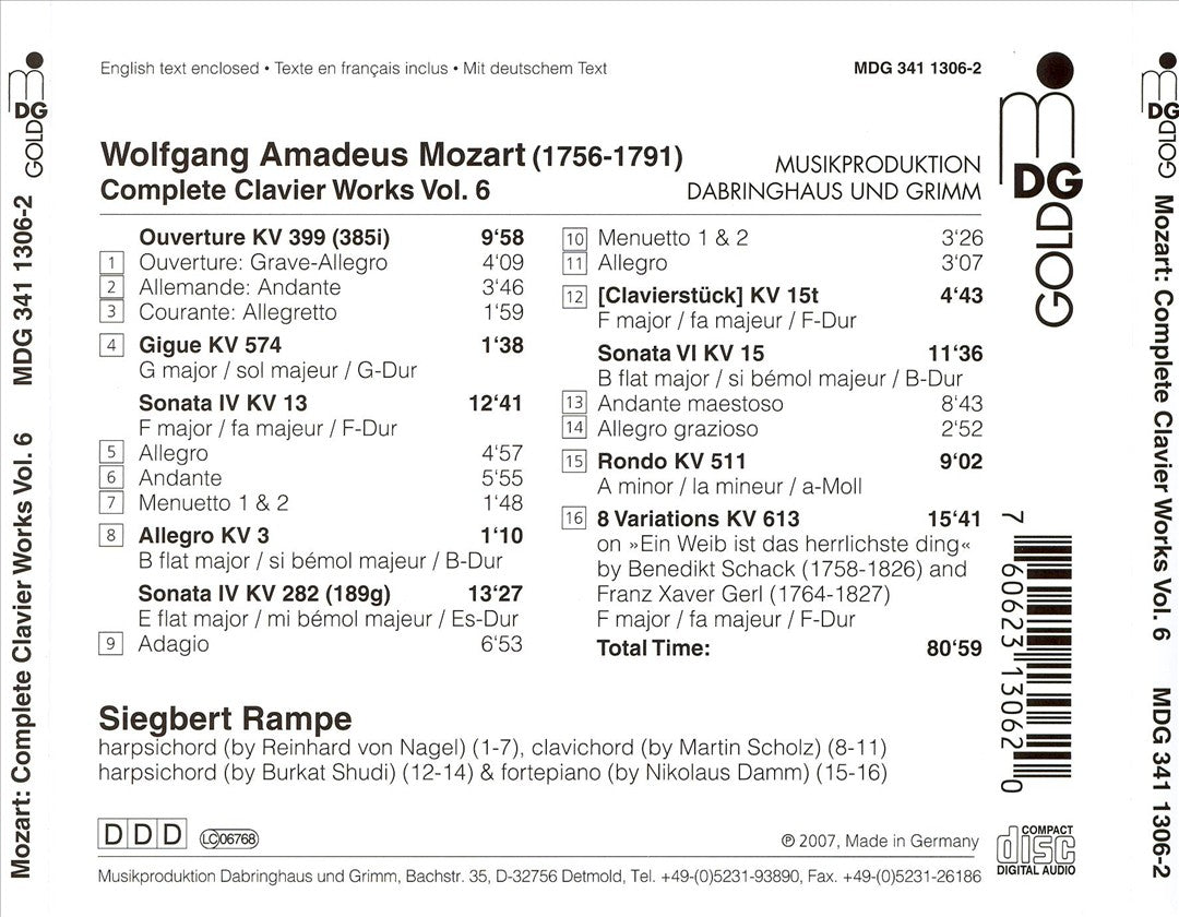 Mozart: Complete Clavier Works, Vol. 6 cover art