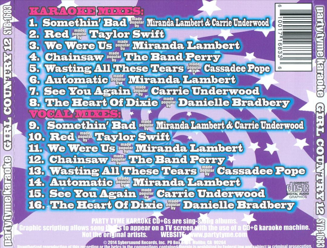 Party Tyme Karaoke: Girl Country, Vol. 12 cover art