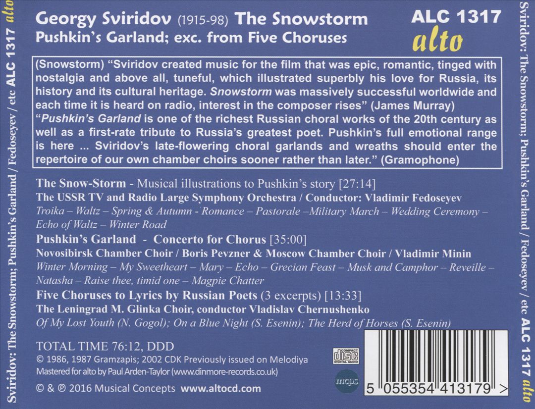 Sviridov: The Snowstorm; Pushkin's Garland cover art