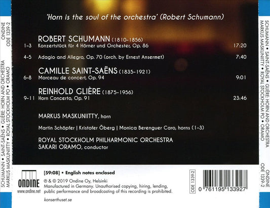 Schumann: Konzertstück for Four Horn; Adagio and Allegro; Saint-Saëns: Morceau de concert; Glière: Horn Concerto cover art