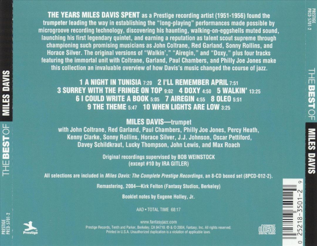 Best of Miles Davis [Prestige] cover art