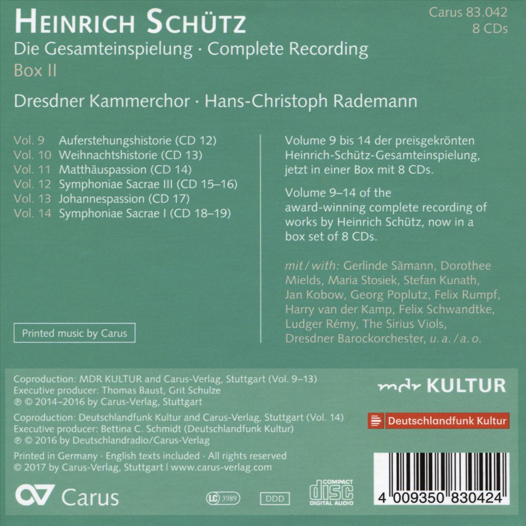 Heinrich Schütz: Die Gesamteinspielung Box 2 cover art