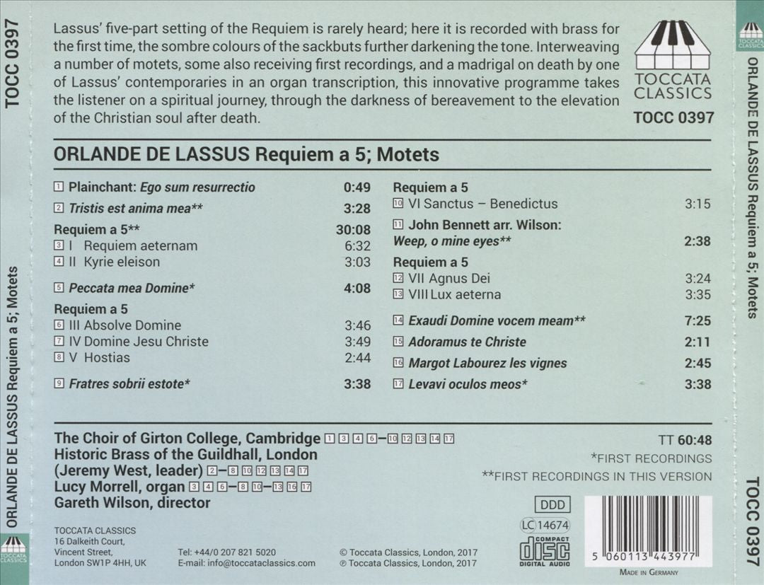 Orlande de Lassus: Requiem a 5; Motets cover art