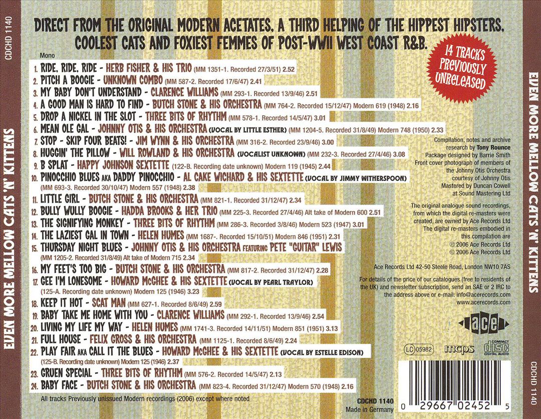 Even More Mellow Cats 'n' Kittens: Hot R&B and Cool Blues 1945-1951 cover art