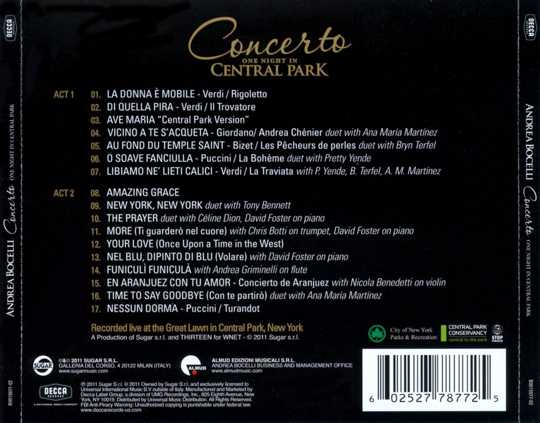 Concerto: One Night in Central Park cover art