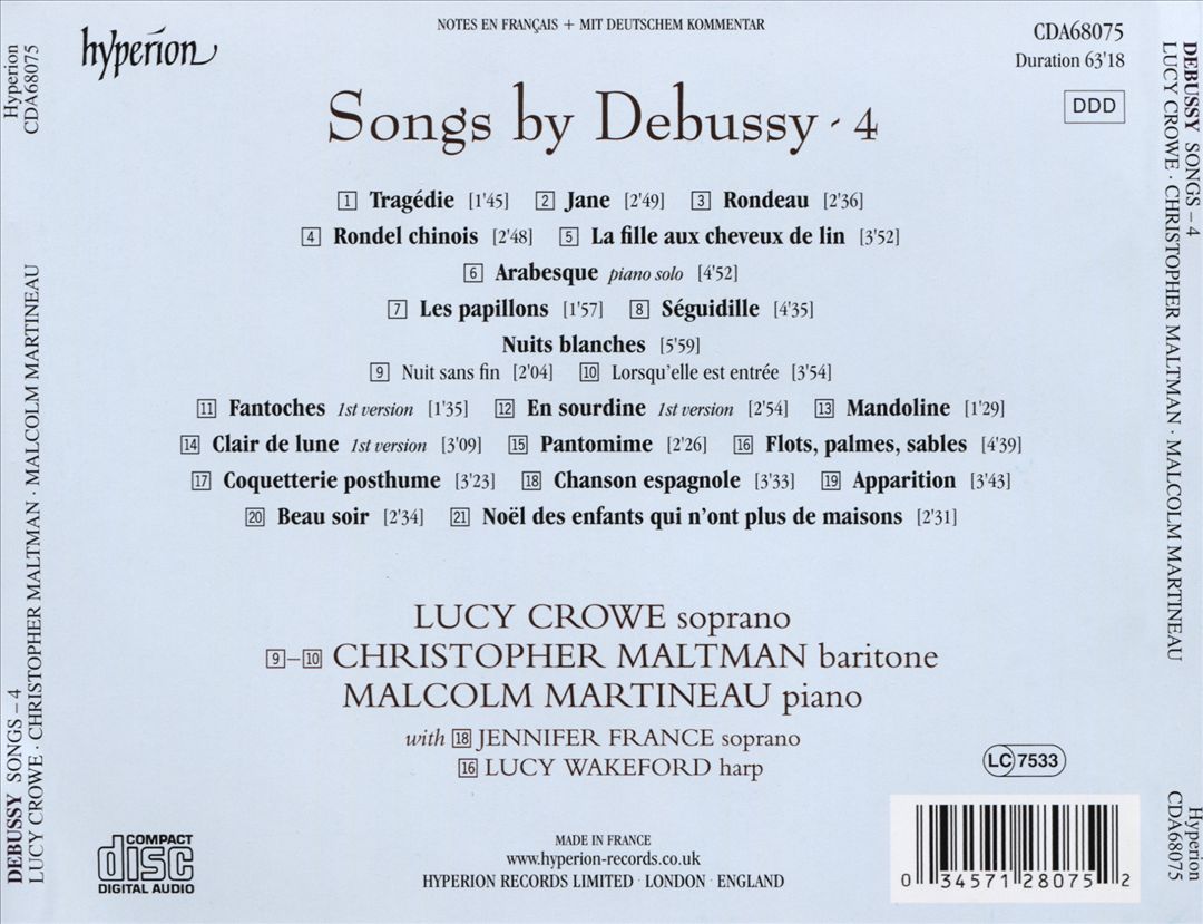 Debussy: Songs, Vol. 4 cover art