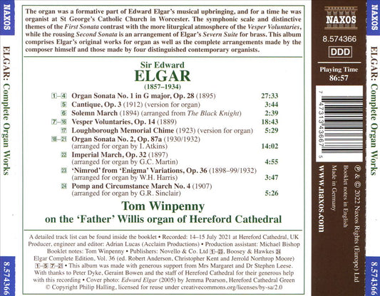 Elgar: Complete Organ Works cover art