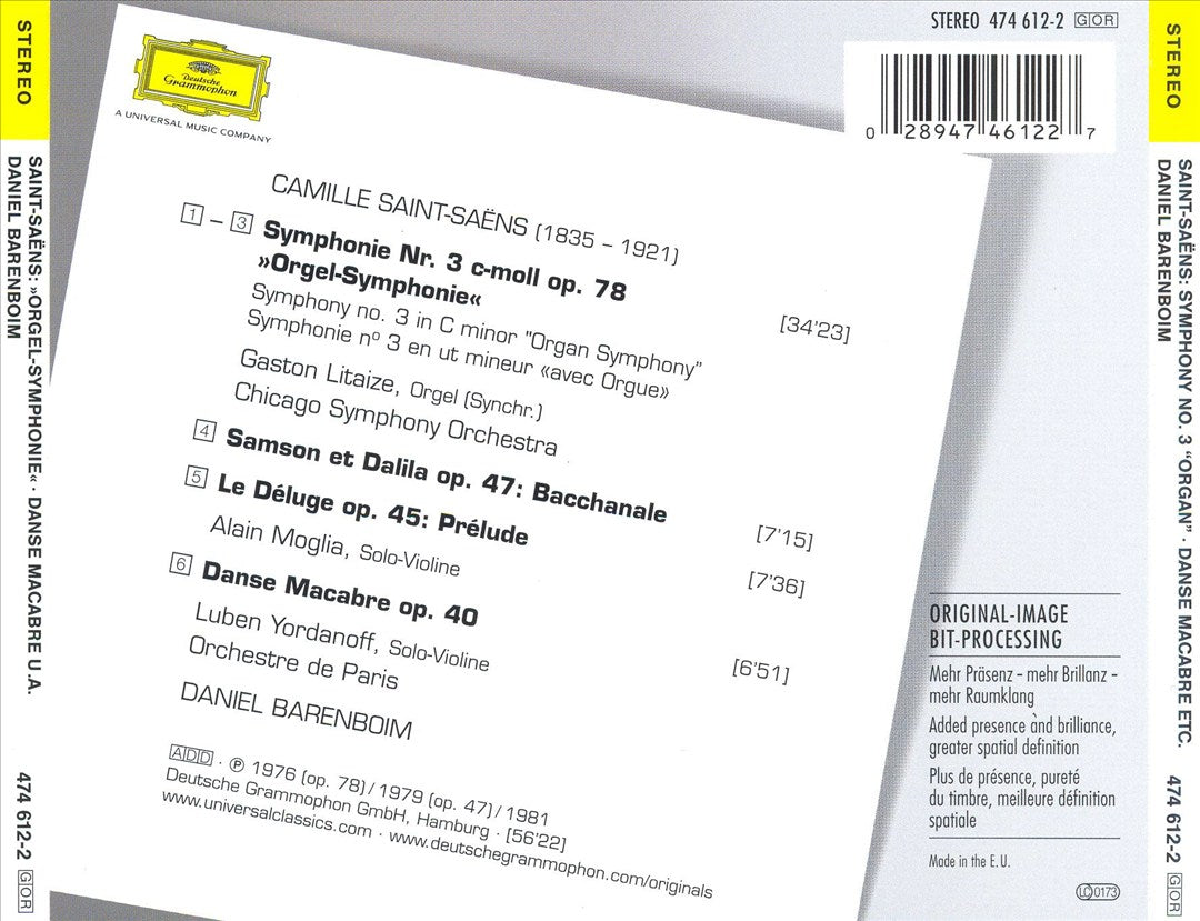Saint-Saëns: Symphony No. 3 "Organ"; Danse Macabre; Bacchanale; Le Déluge cover art