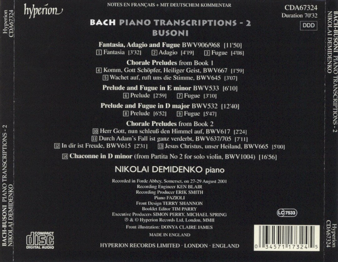 Bach-Busoni: Piano Transcriptions, Vol. 2 cover art