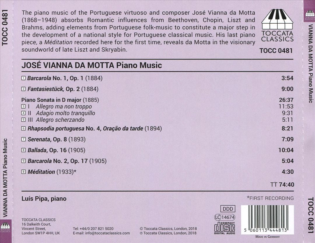 José Vianna da Motta: Piano Music cover art