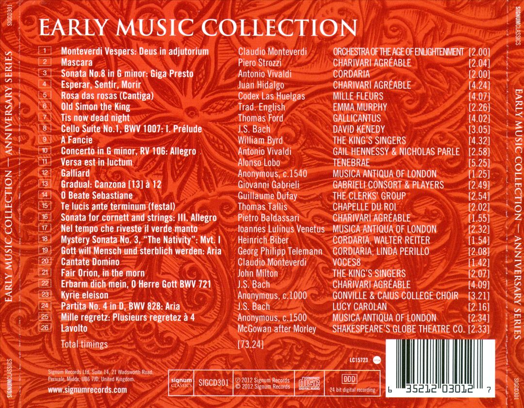 Anniversary Series: Early Music Collection cover art