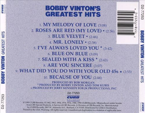 Bobby Vinton's Greatest Hits [Curb] cover art
