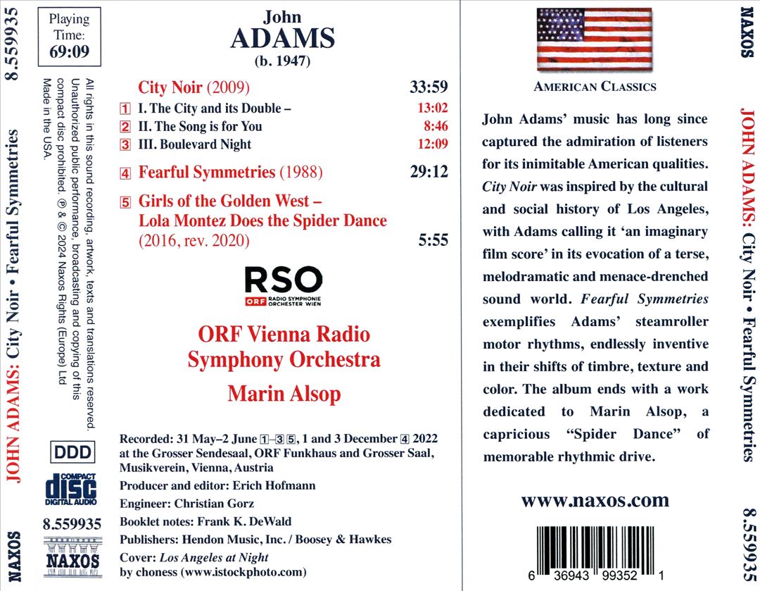 John Adams: City Noir; Fearful Symmetries; Lola Montez Does the Spider Dance cover art