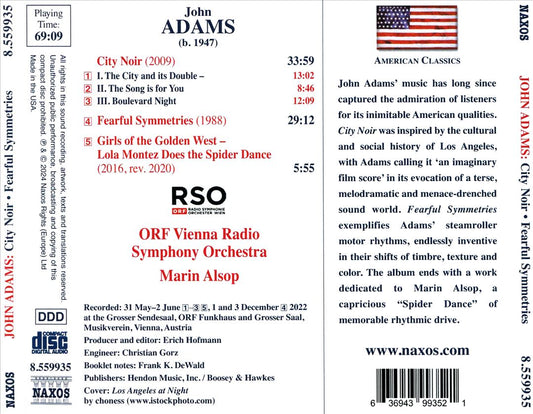 John Adams: City Noir; Fearful Symmetries; Lola Montez Does the Spider Dance cover art