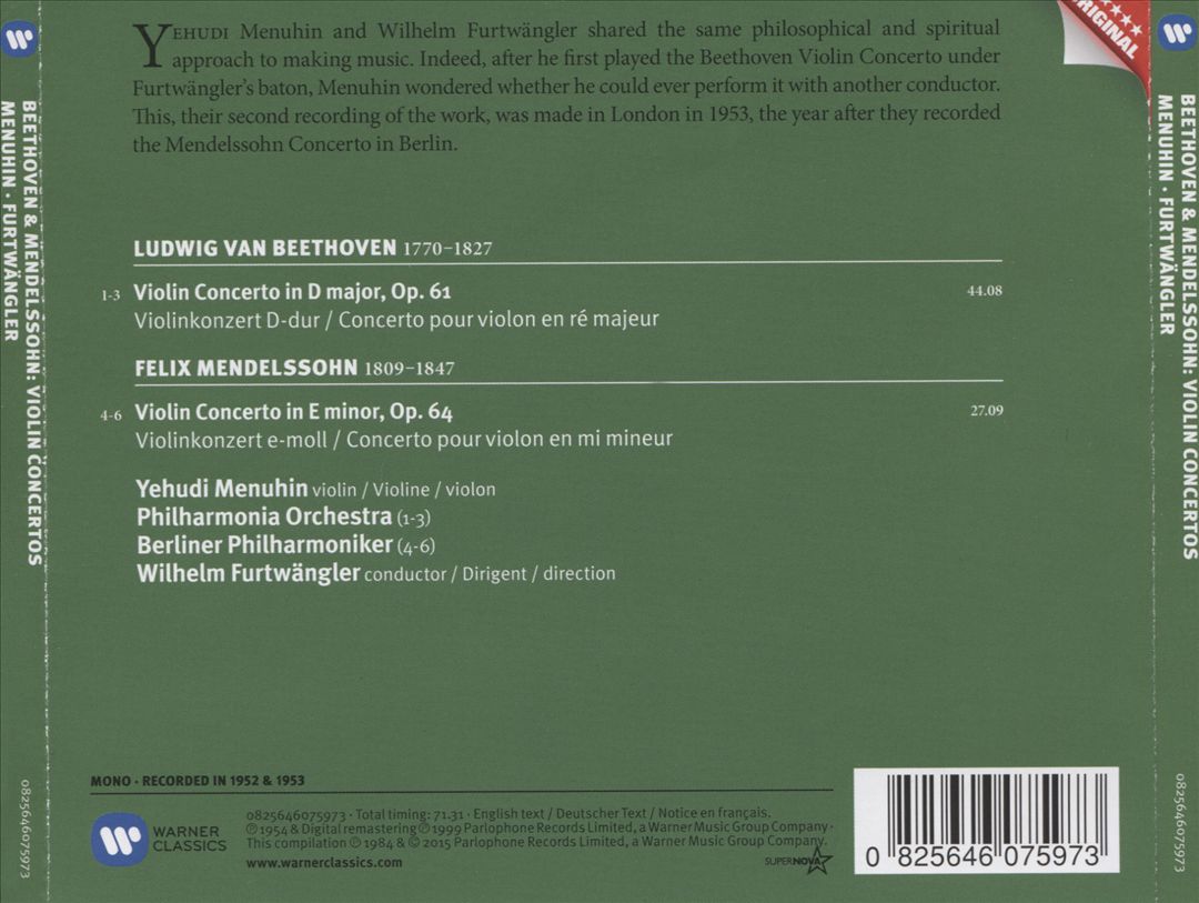 Beethoven, Mendelssohn: Violin Concertos cover art