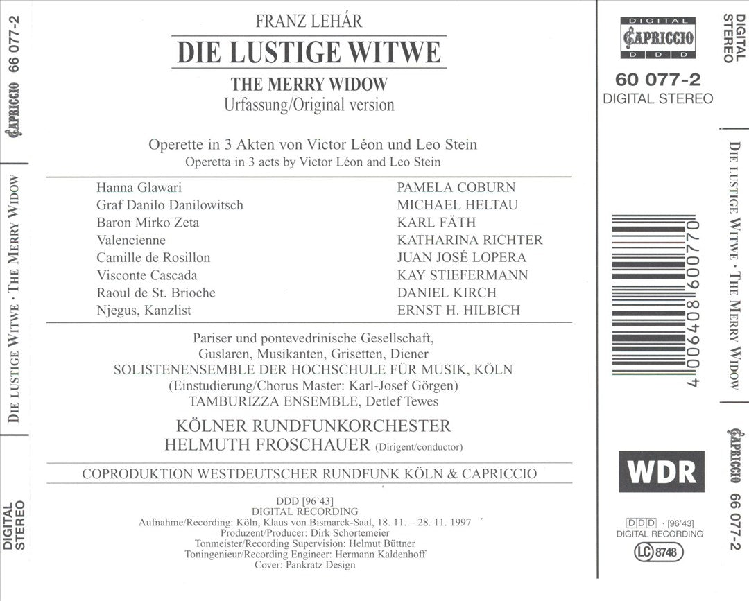 Lehár: Die lustige Witwe cover art