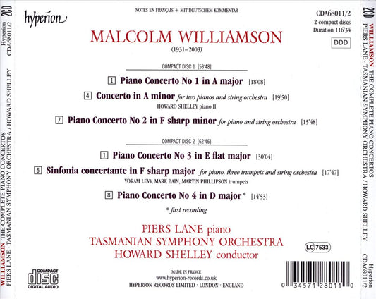 Malcolm Williamson: The Complete Piano Concertos cover art