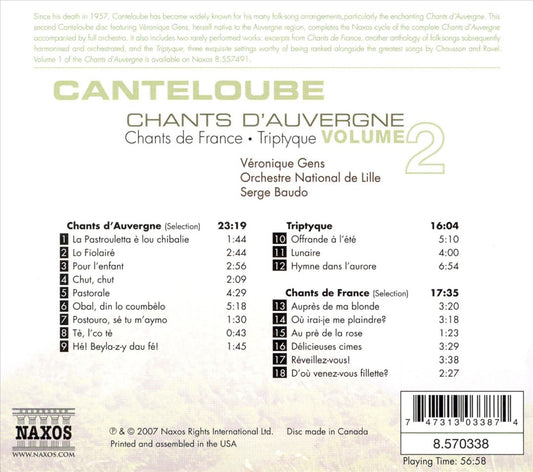 Cantoloube: Chants d'Auvergne, Vol. 2 cover art