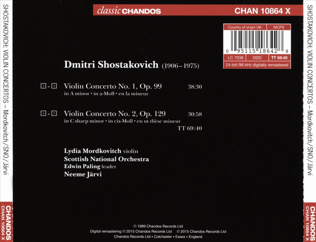 Shostakovich: Violin Concertos Nos. 1 and 2 cover art