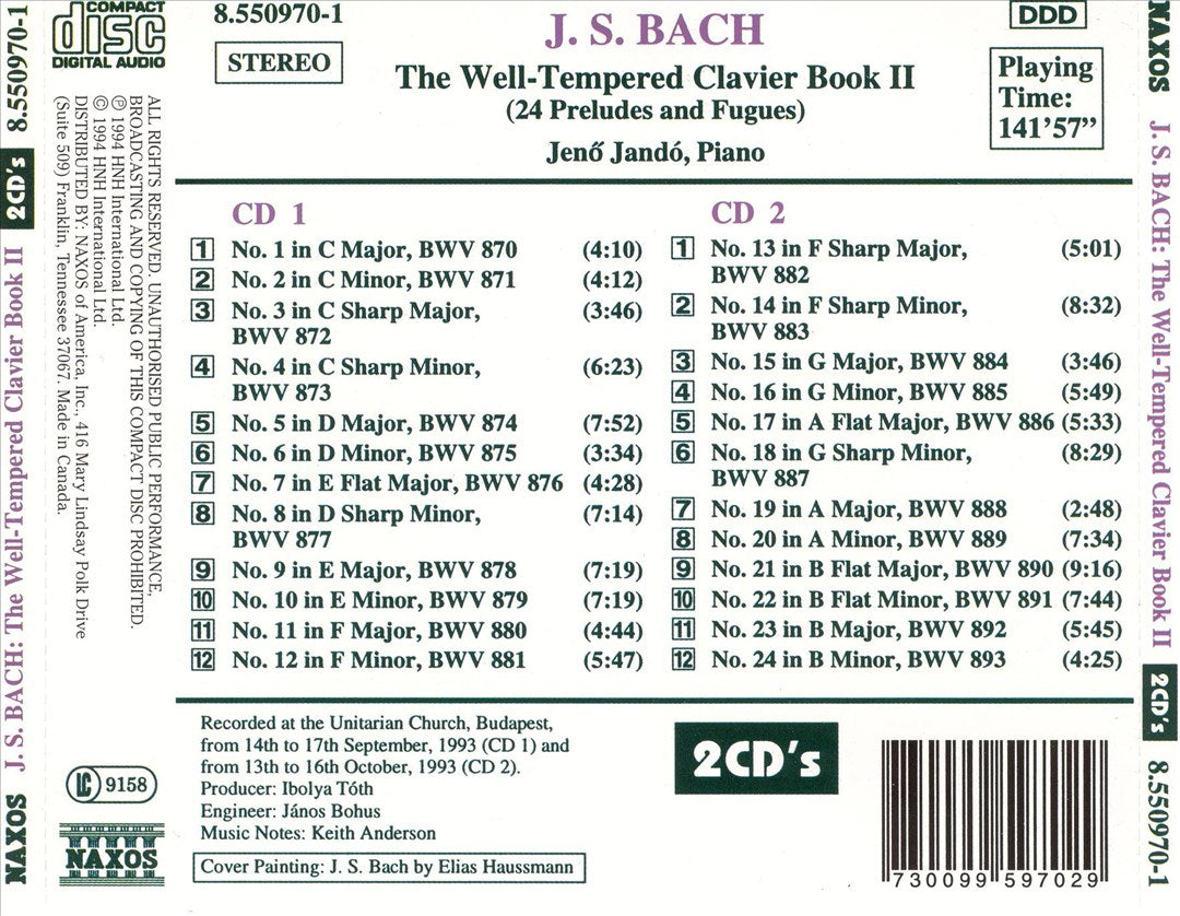Bach: The Well-Tempered Clavier, Book II cover art