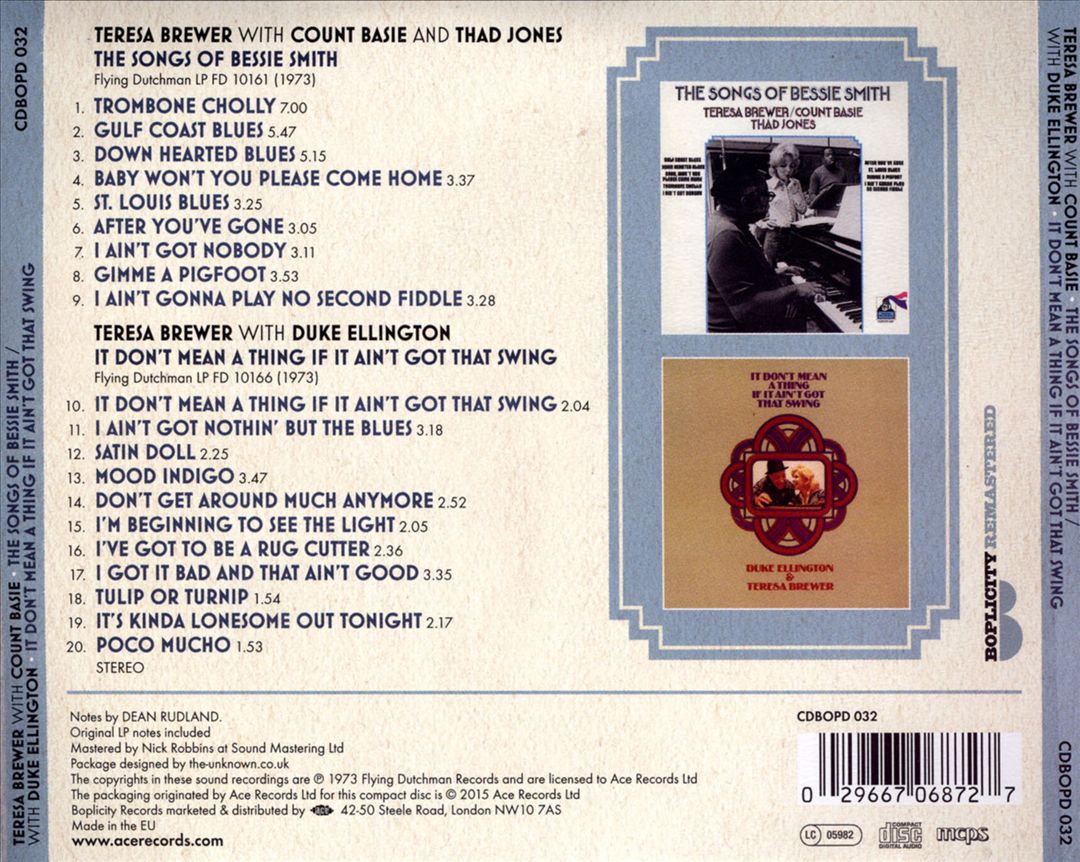 Songs of Bessie Smith/It Don't Mean a Thing If It Ain't Got That Swing cover art