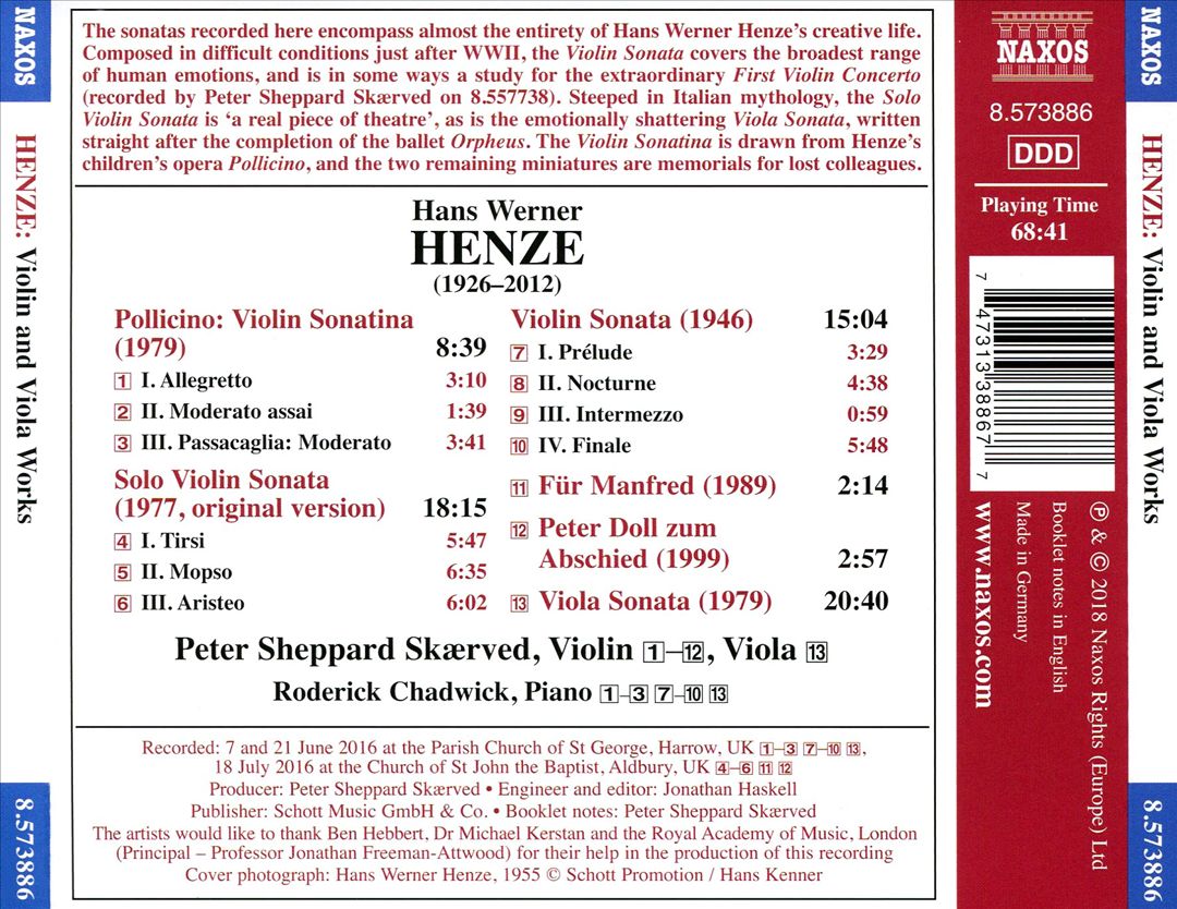 Henze: Violin and Viola Works cover art