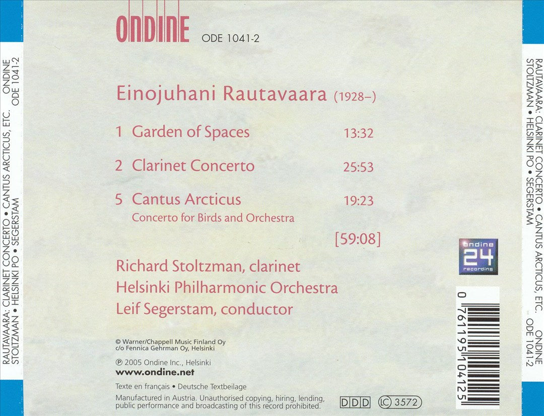 Rautavaara: Garden of Spaces; Clarinet Concerto; Cantus Arcticus cover art