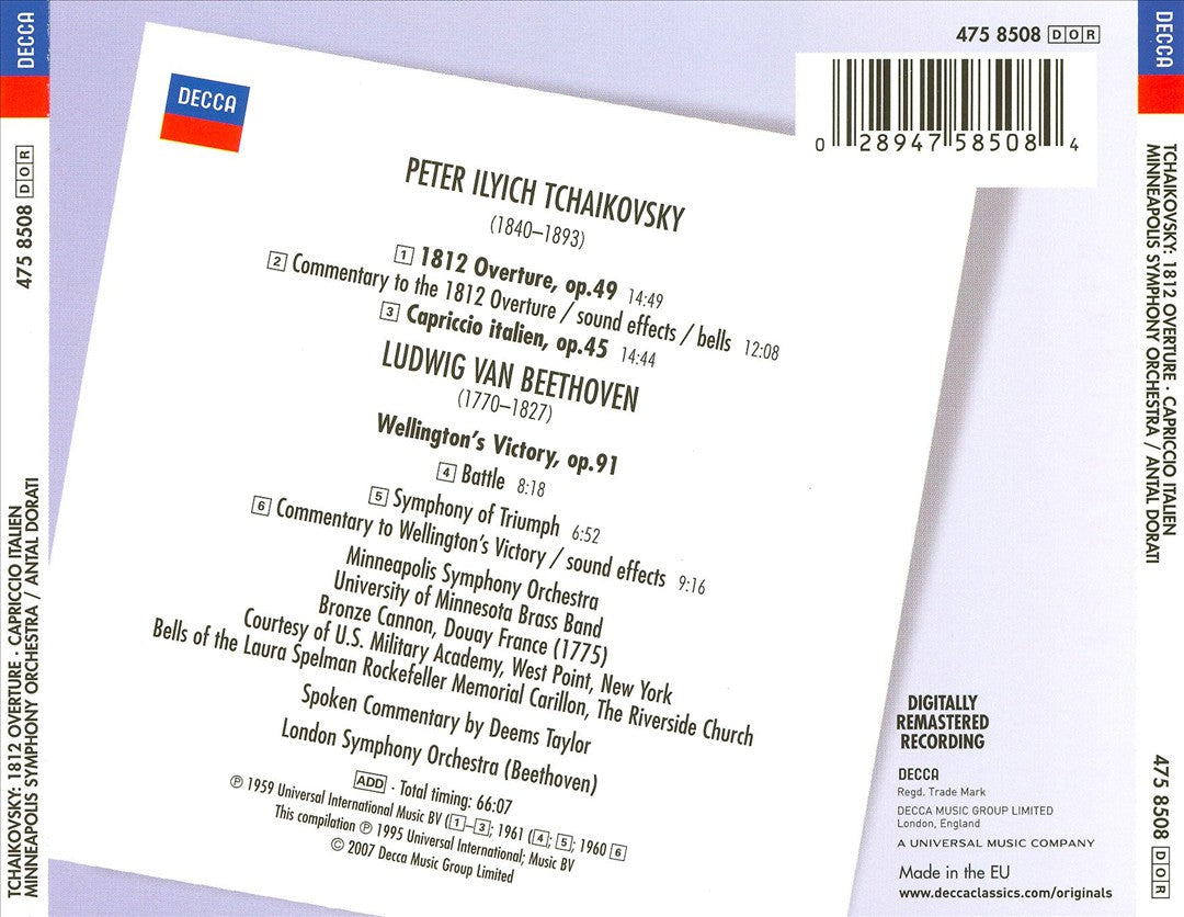 Tchaikovsky: 1812 Festival Overture; Capriccio Italien; Beethoven: Wellington's Victory cover art