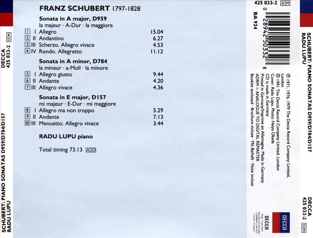 Schubert: Piano Sonatas D959; D784; D157 cover art