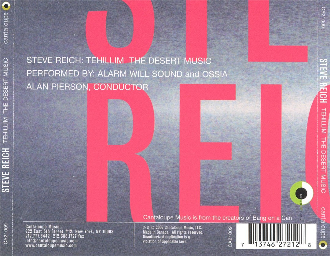 Steve Reich: Tehillim; The Desert Music cover art