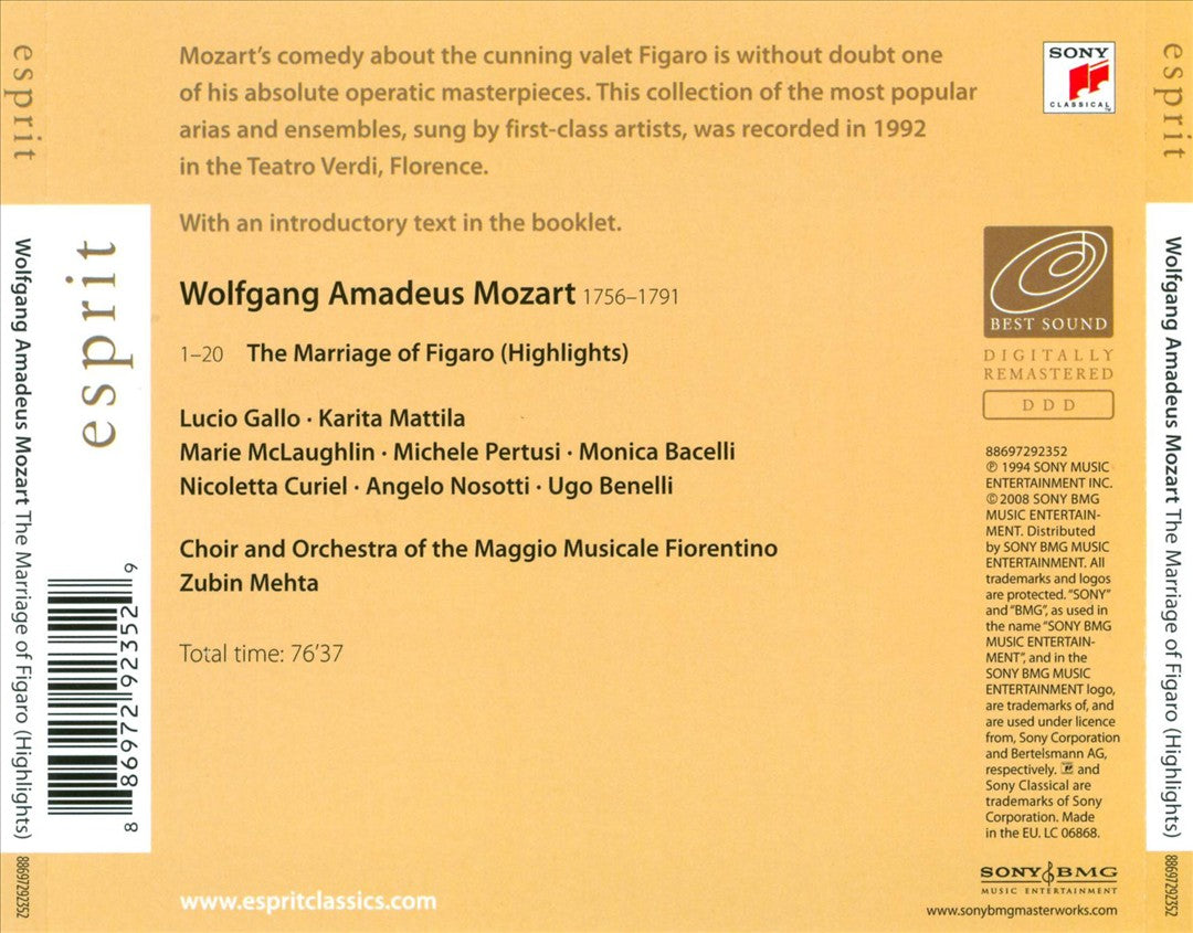Mozart: The Marriage of Figaro [Highlights] cover art