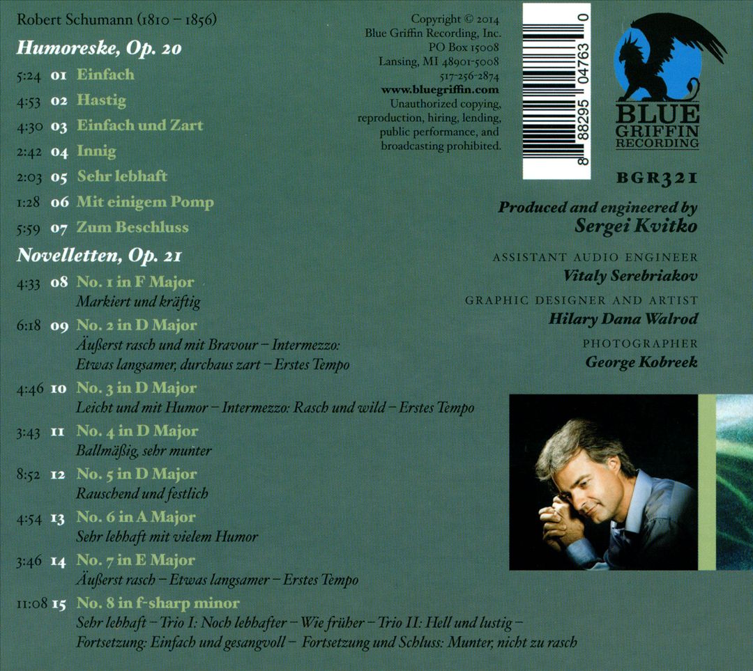 Nicholas Roth Plays Robert Schumann: Humoreske, Op. 20; Novelletten, Op. 21 cover art