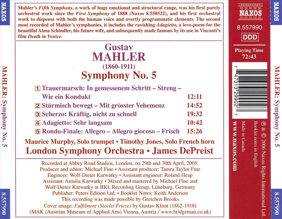 Mahler: Symphony No. 5 cover art