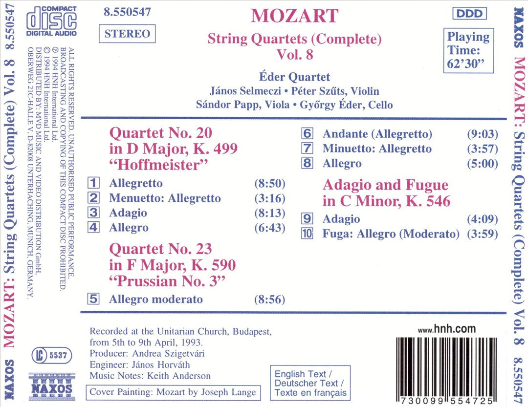 Mozart: String Quartets (Complete), Vol. 8 cover art