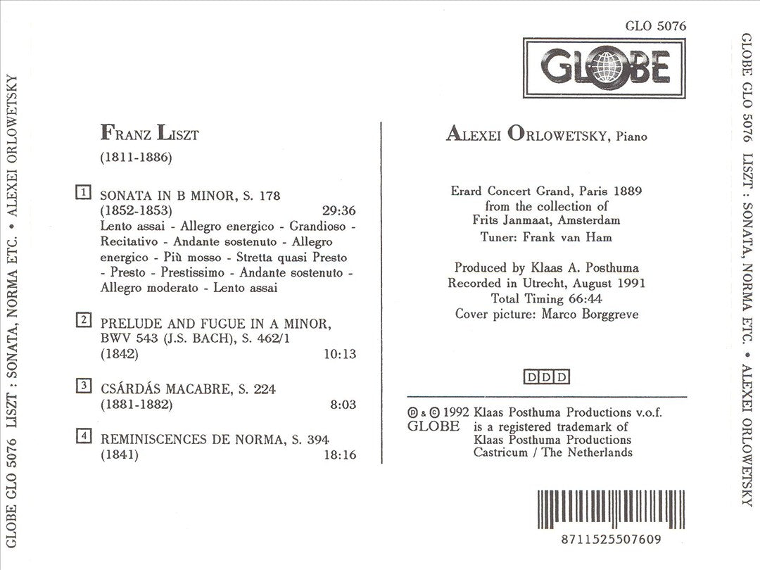Liszt: Sonata in B Minor; Prelude & Fugue; Csárdás Macabre; Norma Fantasy cover art