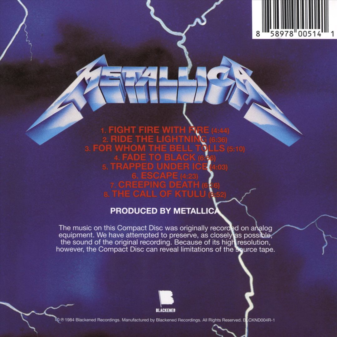 Ride the Lightning cover art