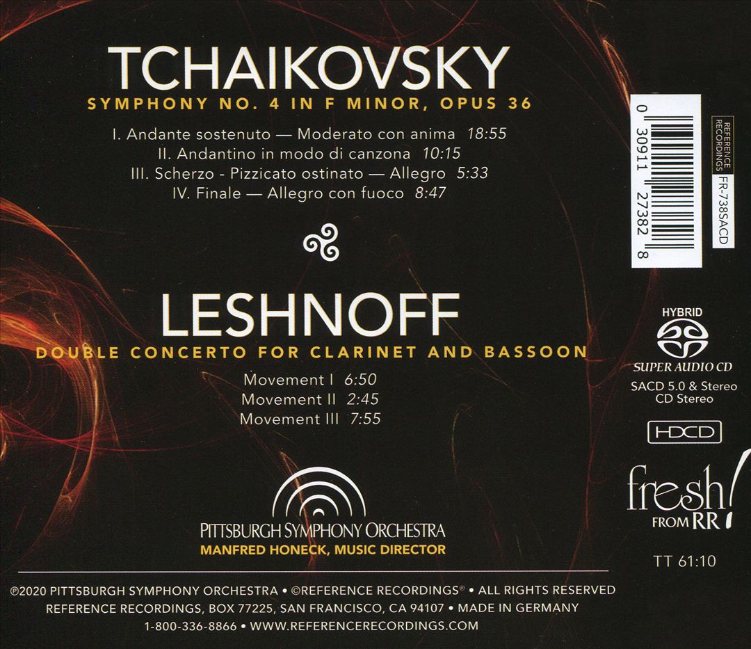 Tchaikovsky: Symphony No. 4; Leshnoff: Double Concerto for Clarinet & Bassoon cover art