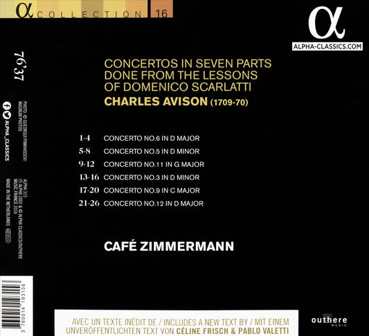 Charles Avison: Concertos in Seven Parts from the Lessons of Domenico Scarlatti cover art