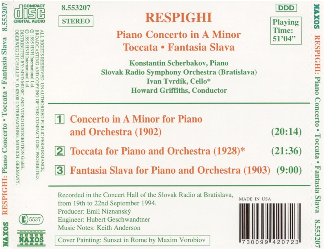Respighi: Piano Concerto; Fantasia Slava cover art