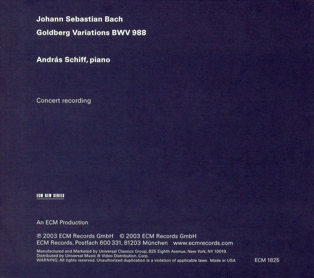 J.S. Bach: Goldberg Variations [2001 Recording] cover art